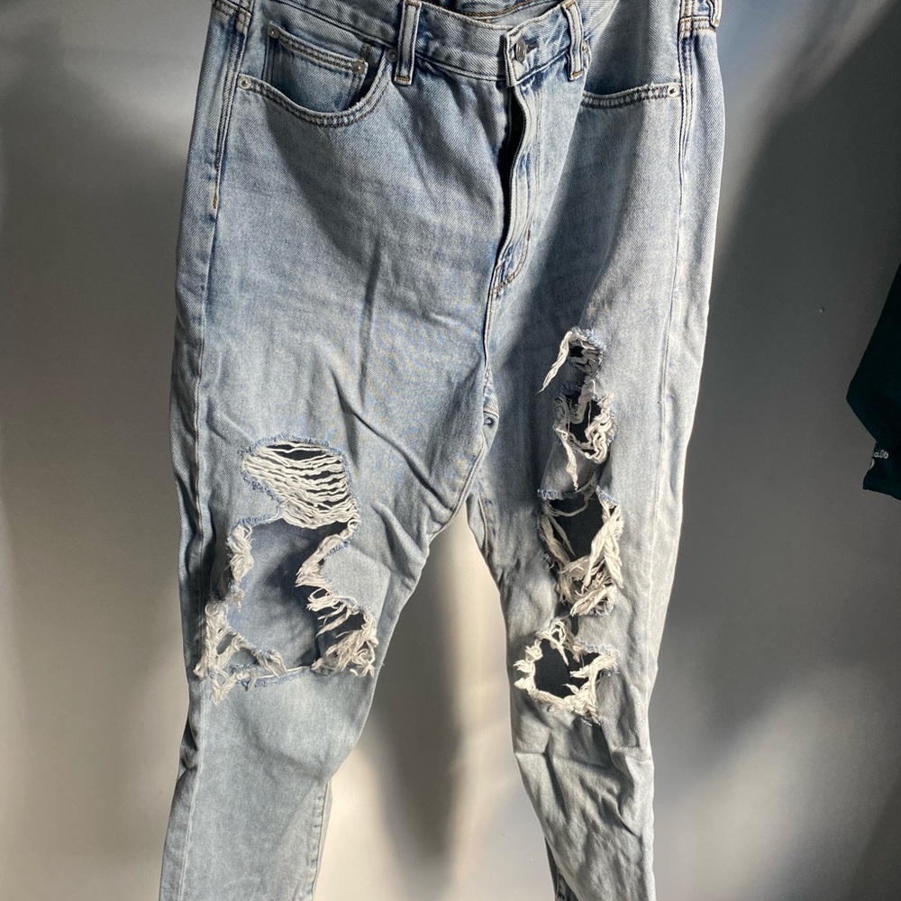 American Eagle Acid Washed Distressed Mom Jeans
